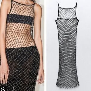 Zara NWT beaded halter dress